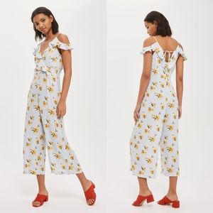 Topshop Frill Floral Wrap Jumpsuit